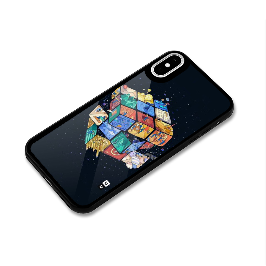 Coloured Rubic Glass Back Case for iPhone XS
