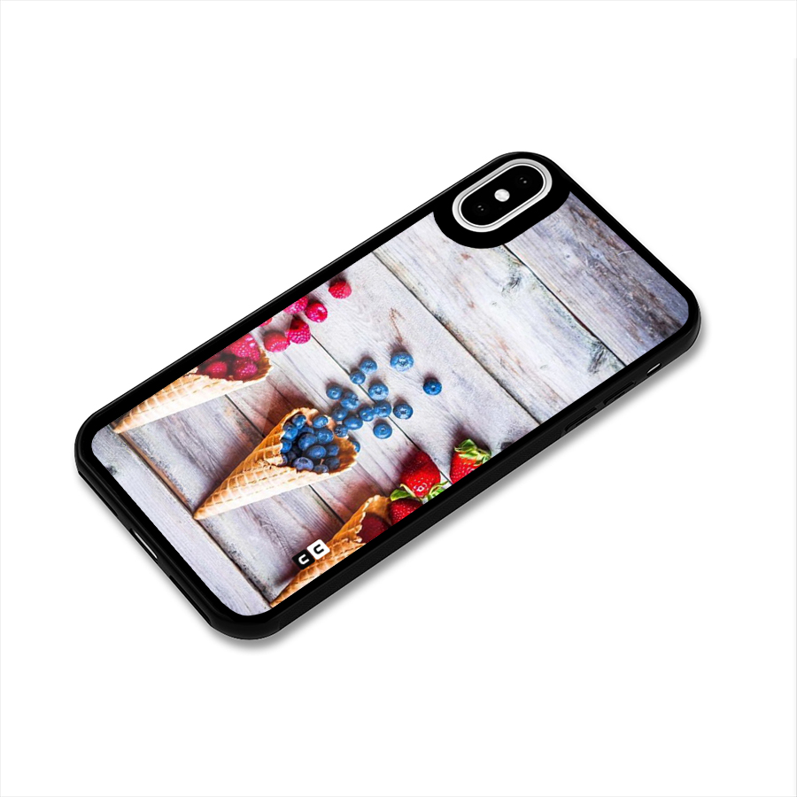 Cone Fruits Design Glass Back Case for iPhone XS