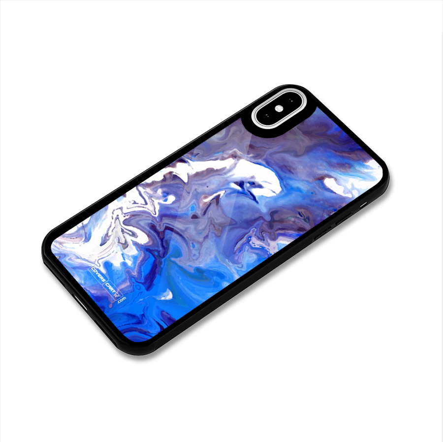 Cool Blue Marble Texture Glass Back Case for iPhone XS