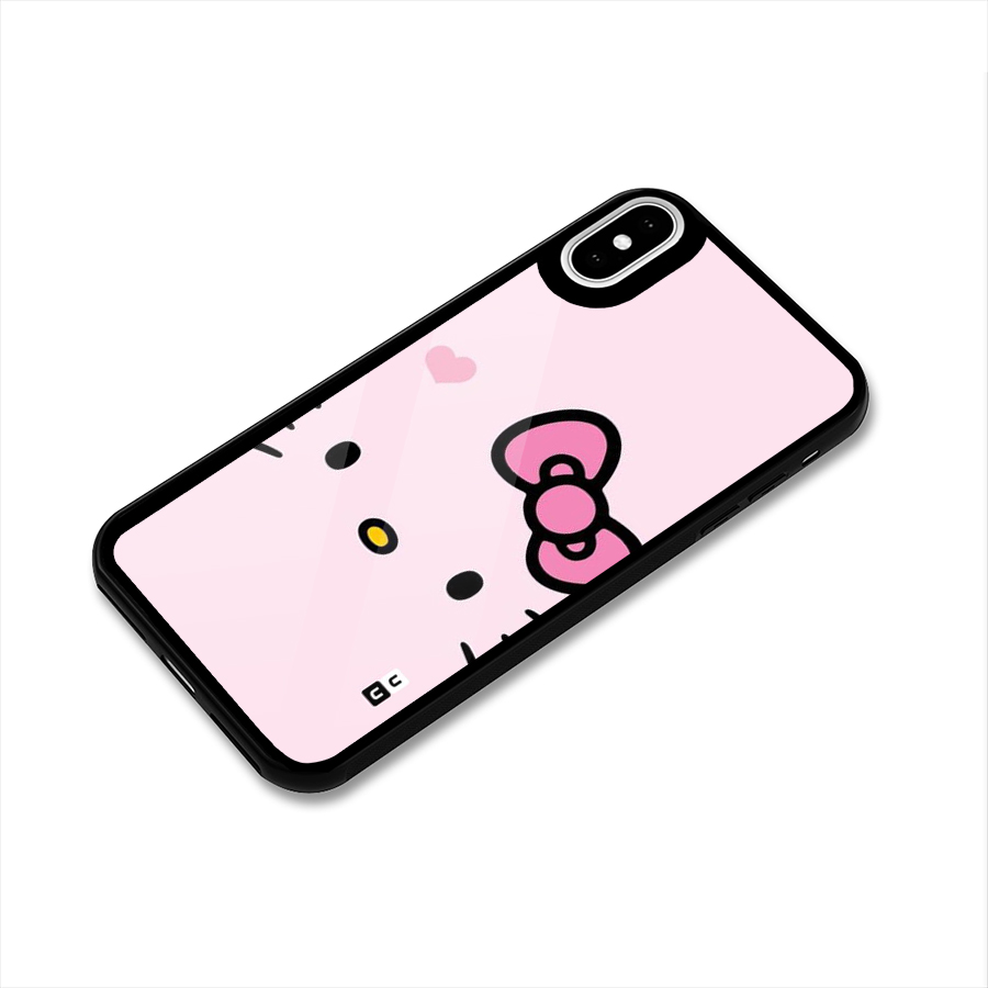 Cute Bow Face Glass Back Case for iPhone XS