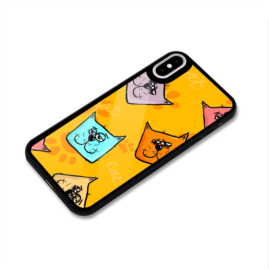 Cute Cat Pattern Glass Back Case for iPhone XS