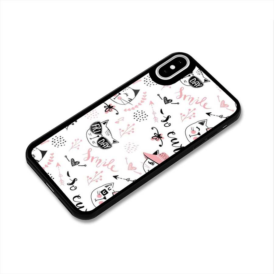 Cute Cat Swag Glass Back Case for iPhone XS