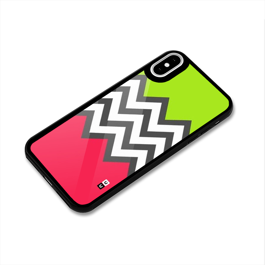 Cute Chevron Glass Back Case for iPhone XS
