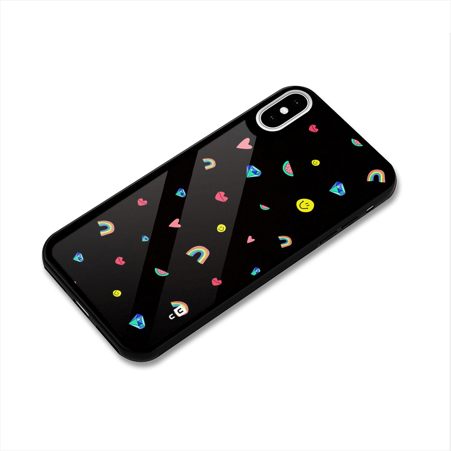 Cute Multicolor Shapes Glass Back Case for iPhone XS