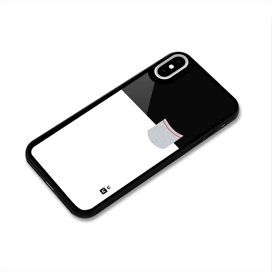 Cute Pocket Simple Glass Back Case for iPhone XS