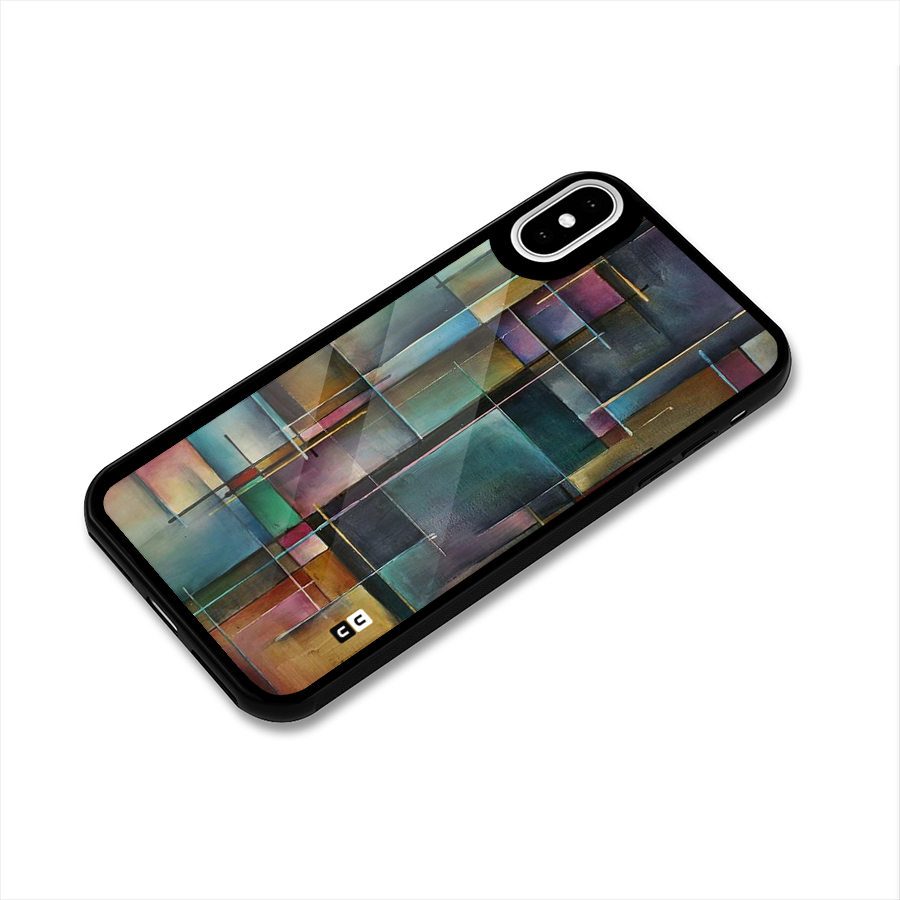 Dark Square Shapes Glass Back Case for iPhone XS