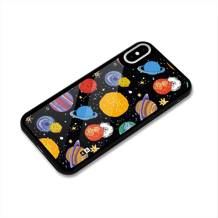 Designer Planets Glass Back Case for iPhone XS