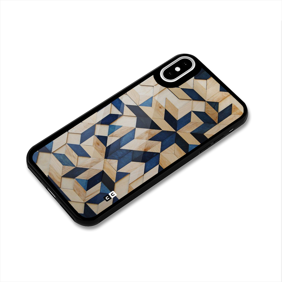 Disorted Wood Blue Glass Back Case for iPhone XS