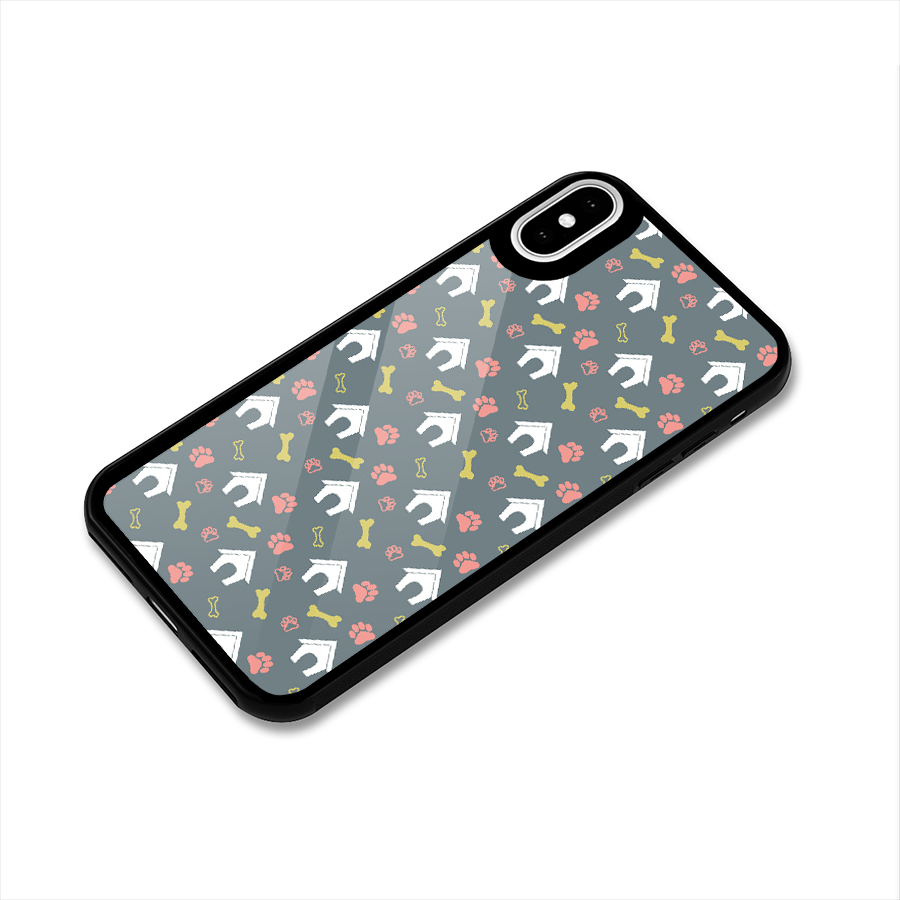Dog Pattern Glass Back Case for iPhone XS