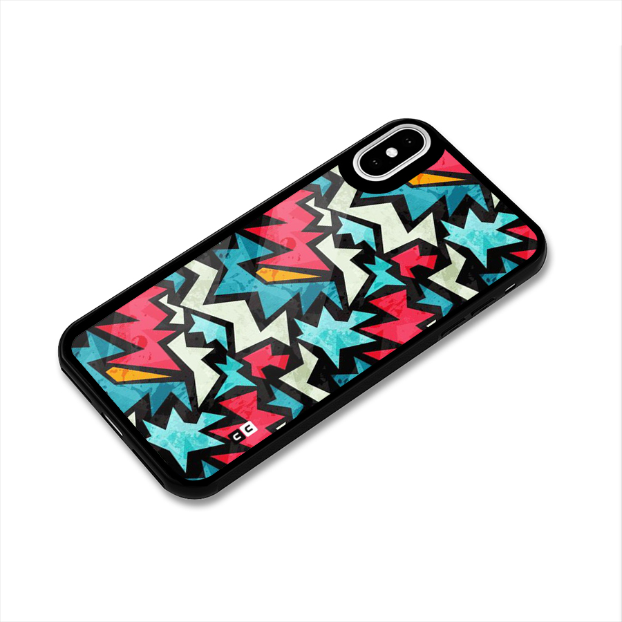 Electric Color Design Glass Back Case for iPhone XS