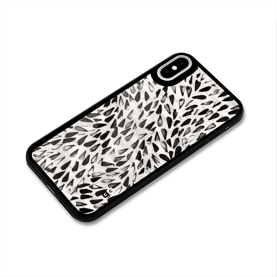 Feather Pattern Colorless Glass Back Case for iPhone XS