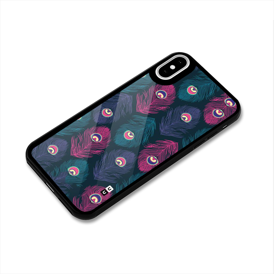 Feathers Patterns Glass Back Case for iPhone XS