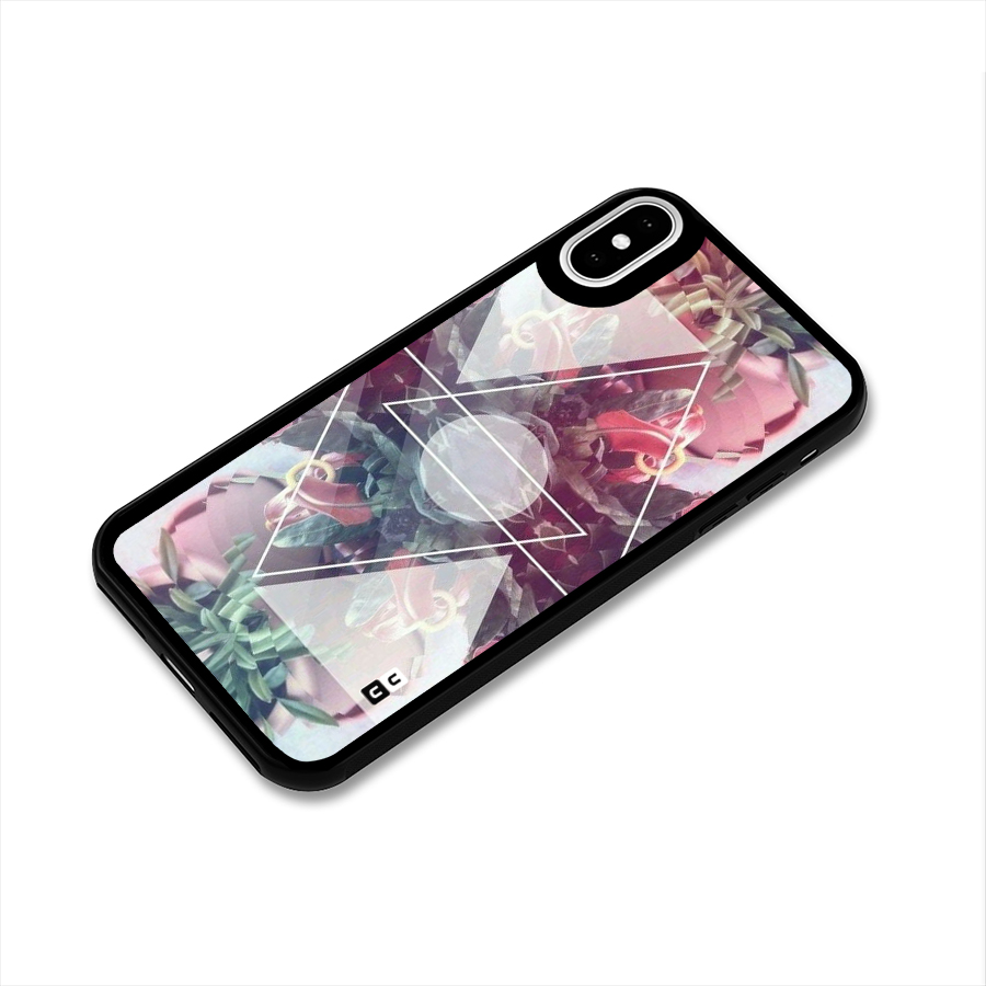 Floral Triangle Glass Back Case for iPhone XS