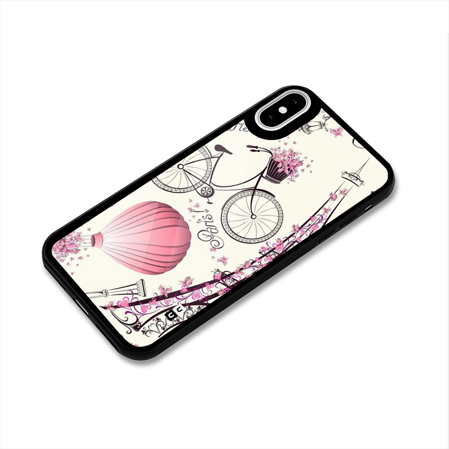 Flower Clipart Glass Back Case for iPhone XS