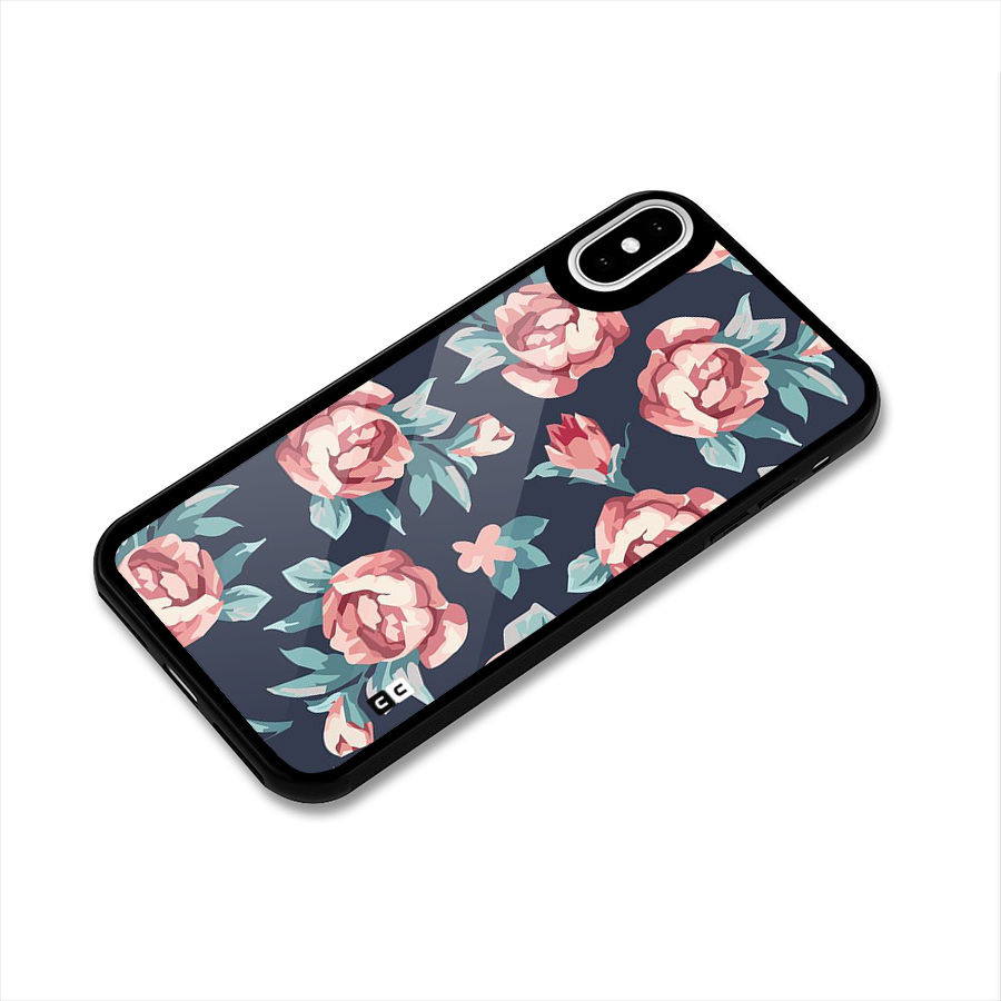 Flowers Painting Glass Back Case for iPhone XS