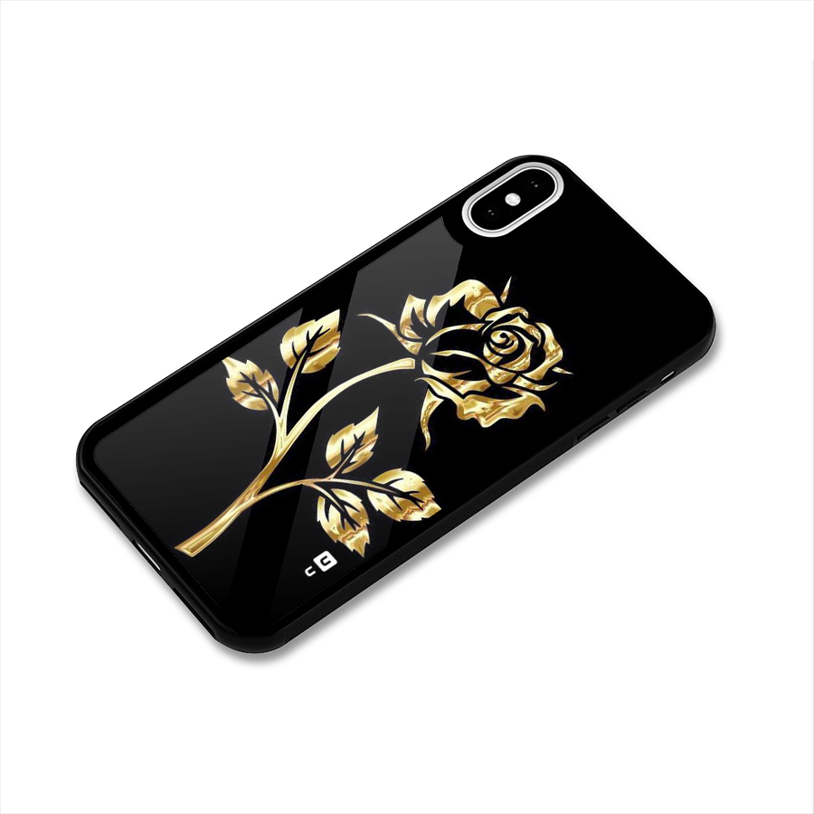Gold Rose Glass Back Case for iPhone XS