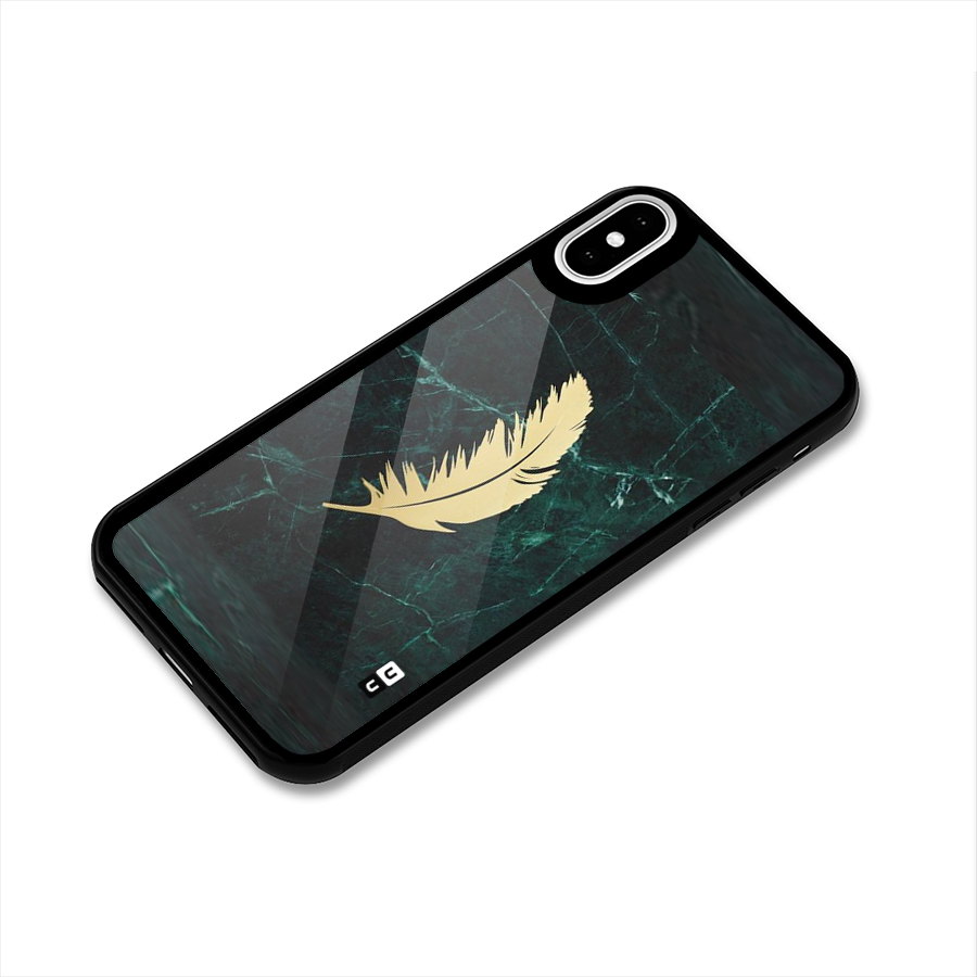 Golden Leaf Glass Back Case for iPhone XS