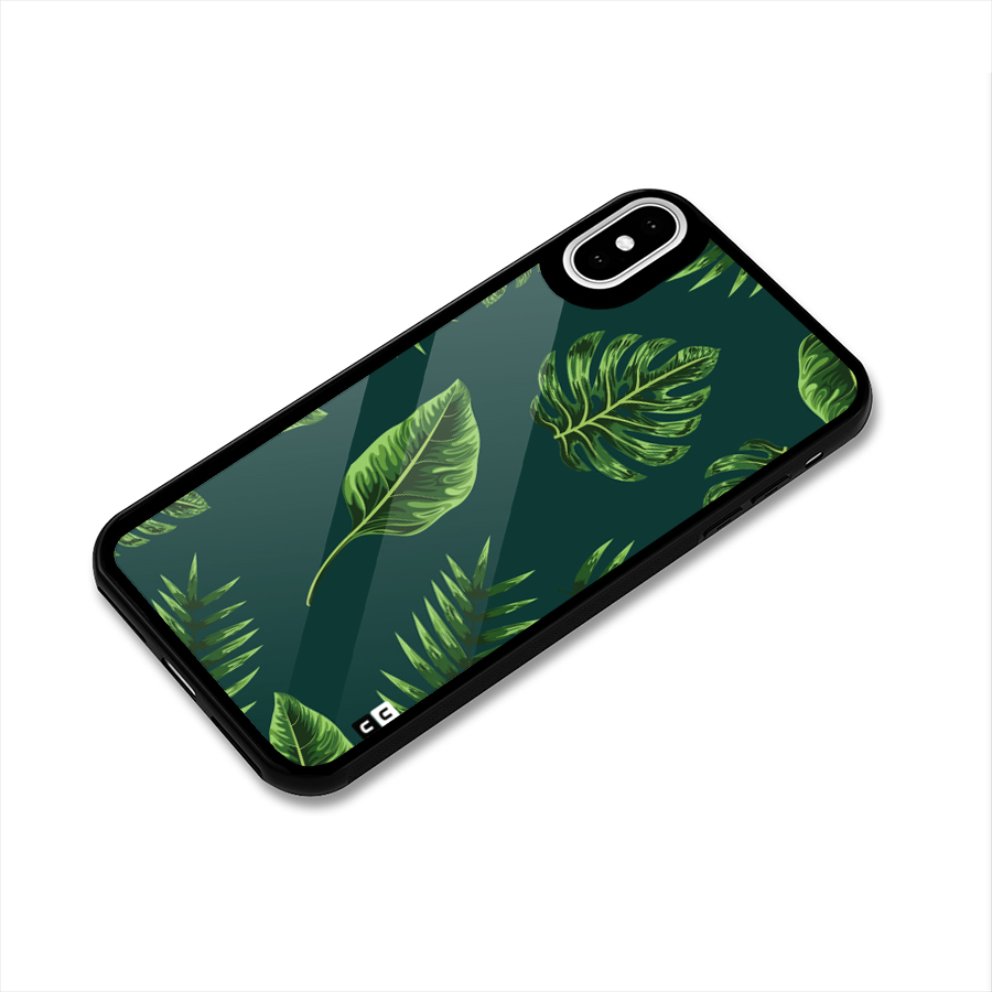 Green Leafs Glass Back Case for iPhone XS