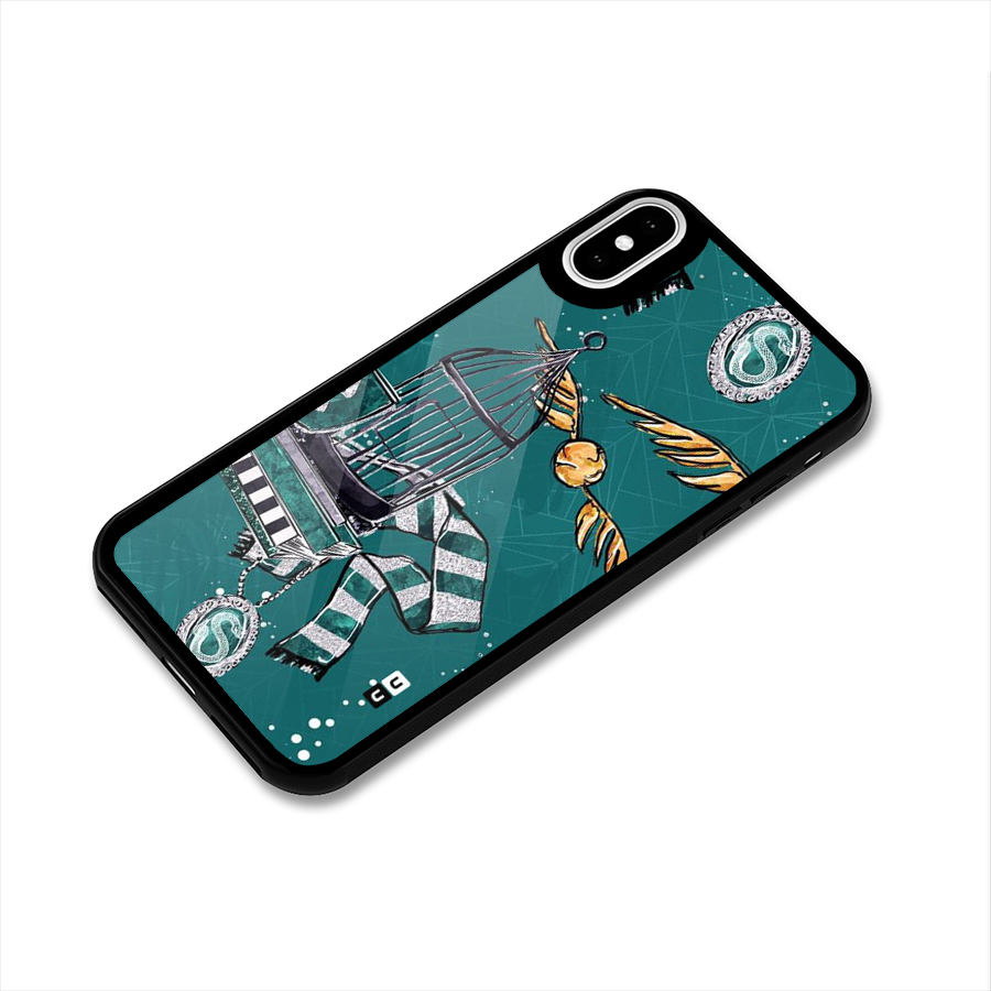 Green Scarf Glass Back Case for iPhone XS