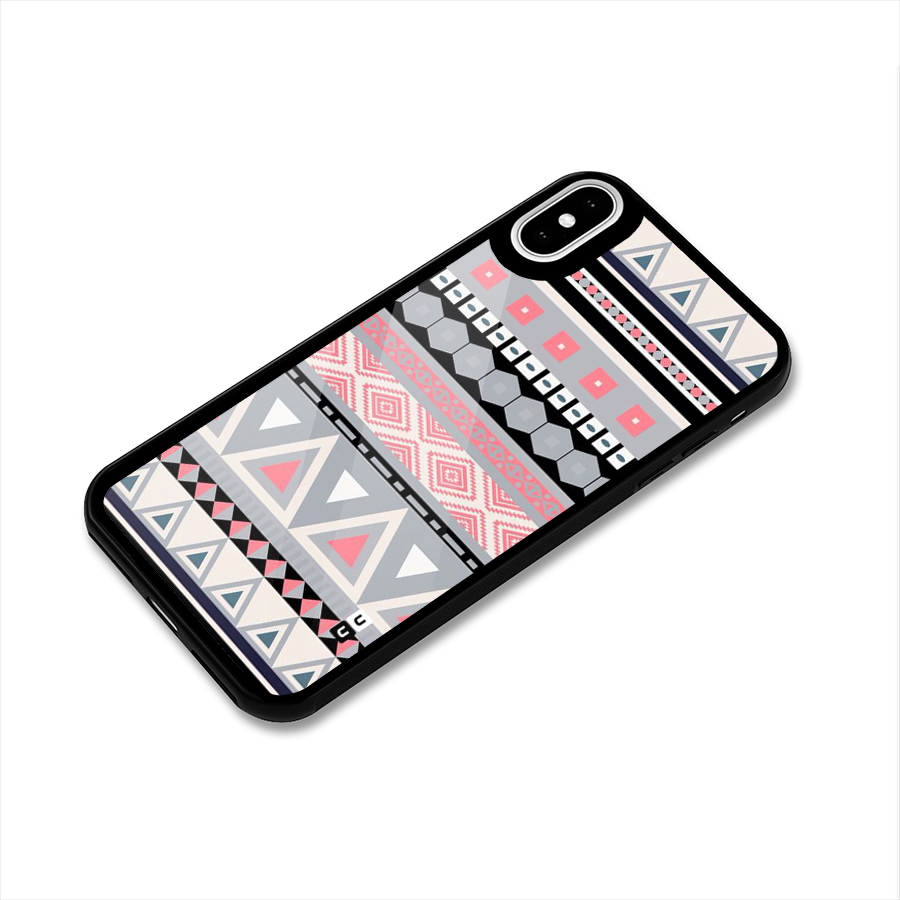 Grey Pink Pattern Glass Back Case for iPhone XS