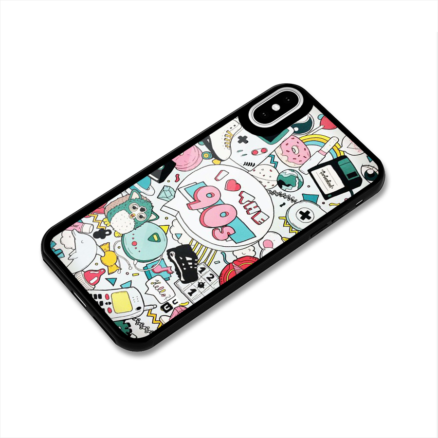 Heart 90s Glass Back Case for iPhone XS