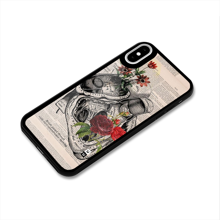 Heart Newspaper Glass Back Case for iPhone XS