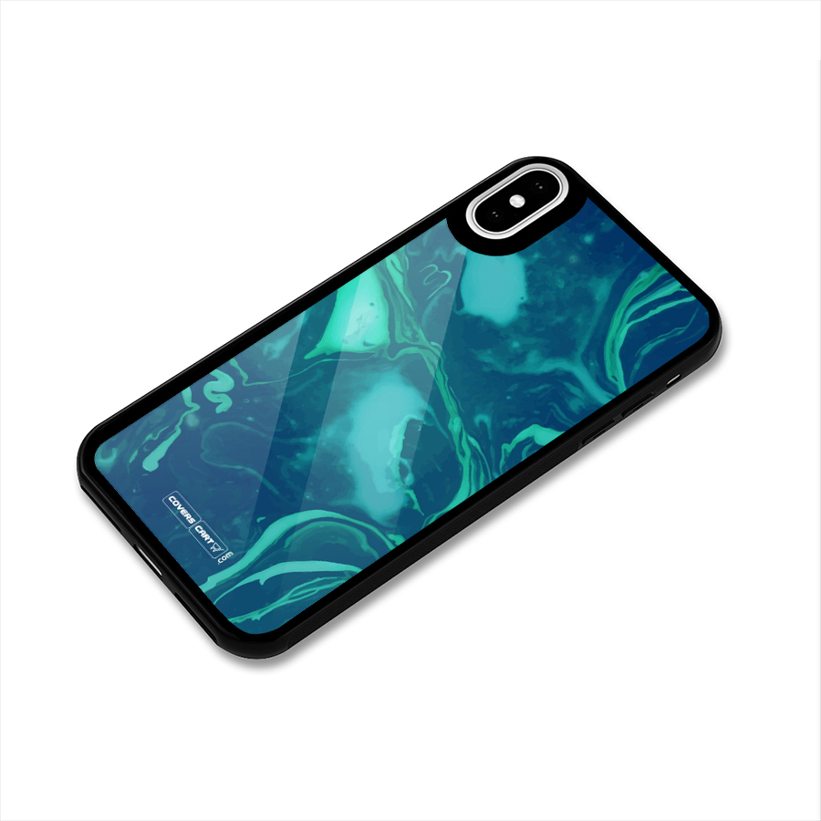 Jazzy Green Marble Texture Glass Back Case for iPhone XS