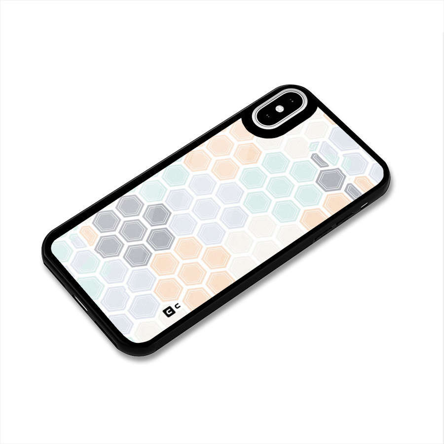 Light Hexagons Glass Back Case for iPhone XS
