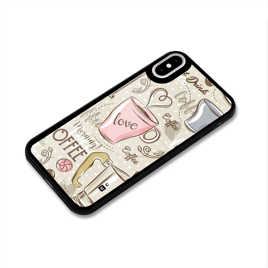 Love Coffee Design Glass Back Case for iPhone XS