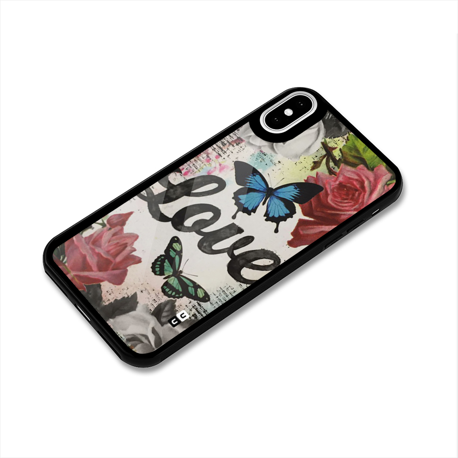 Lovely Butterfly Love Glass Back Case for iPhone XS