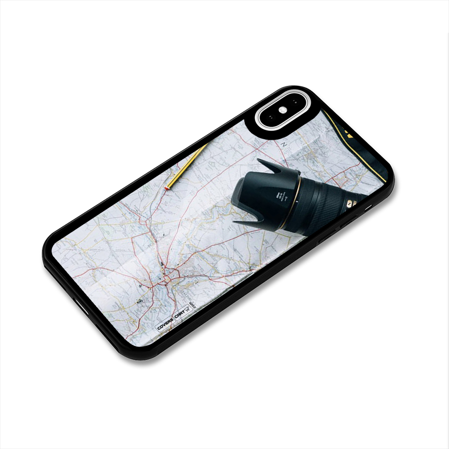 Map And Camera Glass Back Case for iPhone XS
