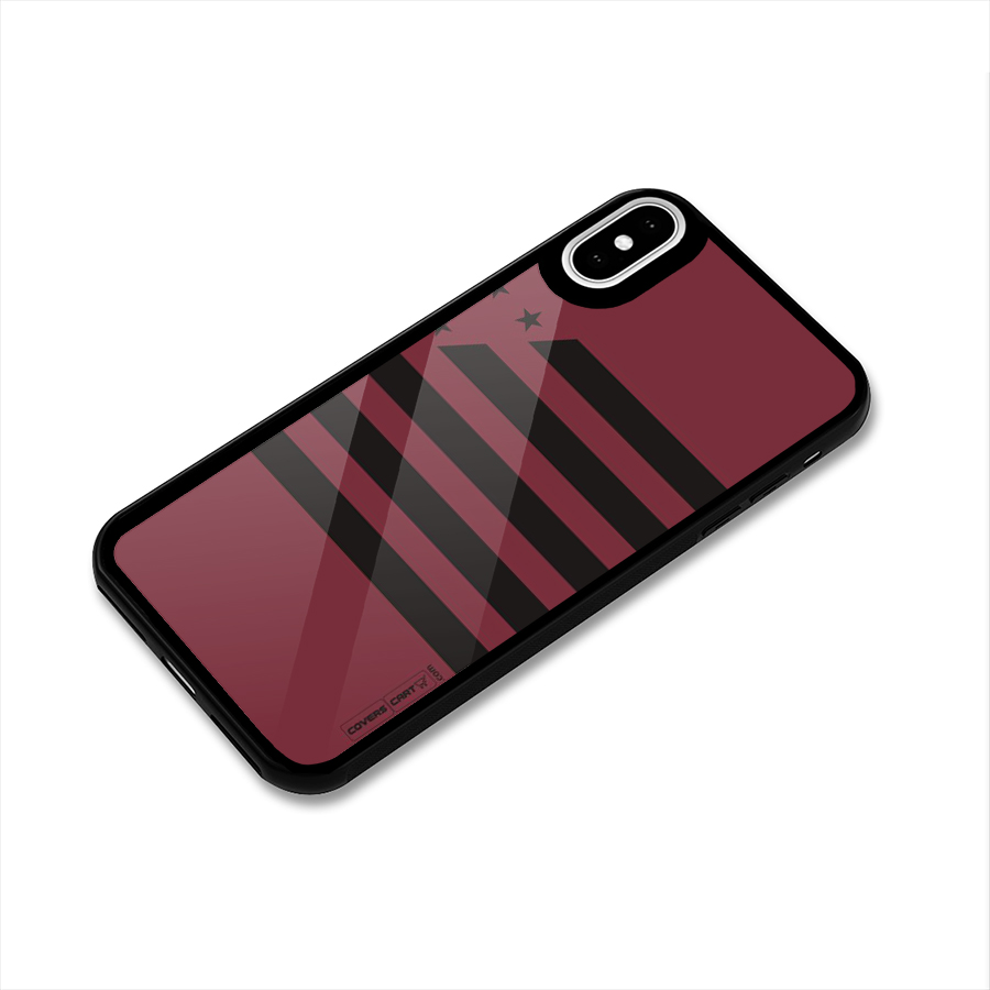 Maroon Star Striped Glass Back Case for iPhone XS