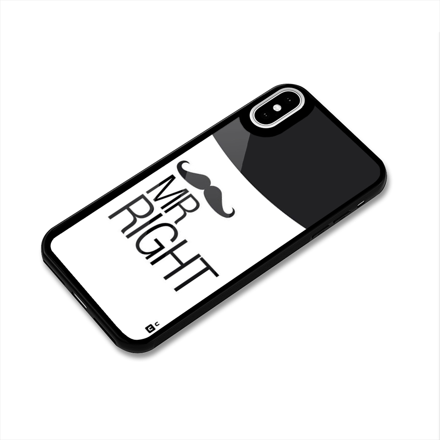 Mr. Right Moustache Glass Back Case for iPhone XS
