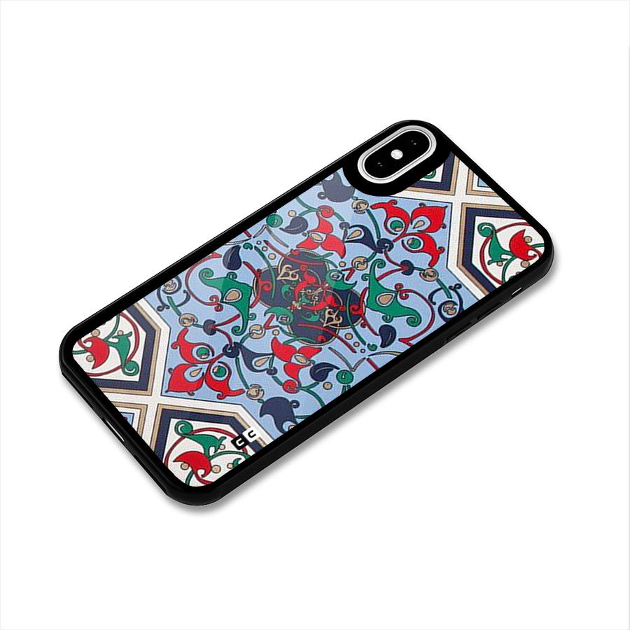 Multi Block Pattern Glass Back Case for iPhone XS