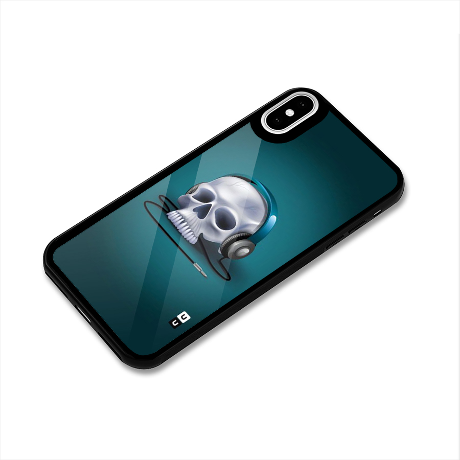 Music Skull Glass Back Case for iPhone XS