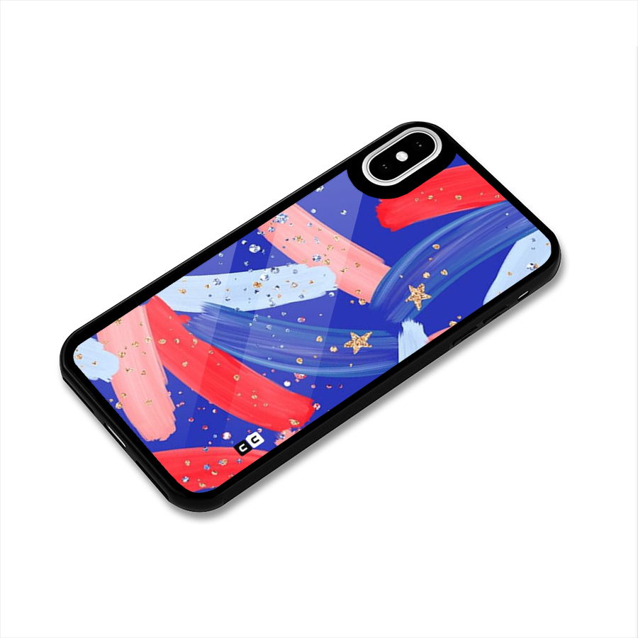 Paint Stars Glass Back Case for iPhone XS