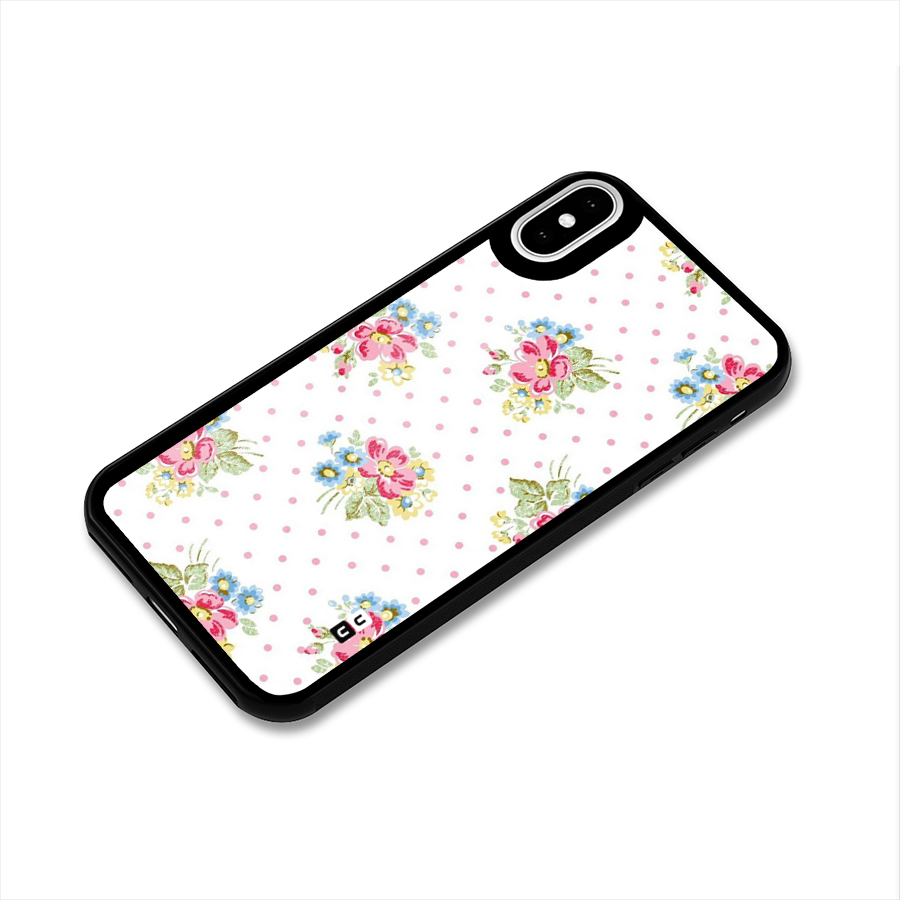 Painted Polka Floral Glass Back Case for iPhone XS