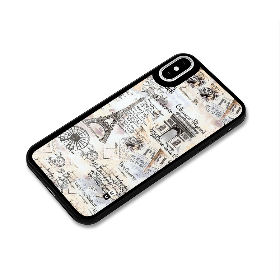 Paris Paper Glass Back Case for iPhone XS