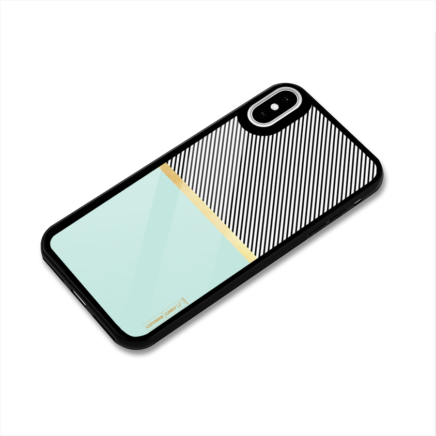 Pastel Green Base Stripes Glass Back Case for iPhone XS