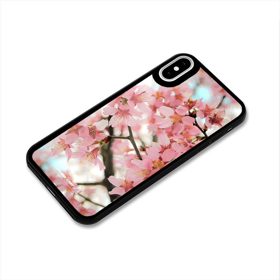 Peach Floral Glass Back Case for iPhone XS