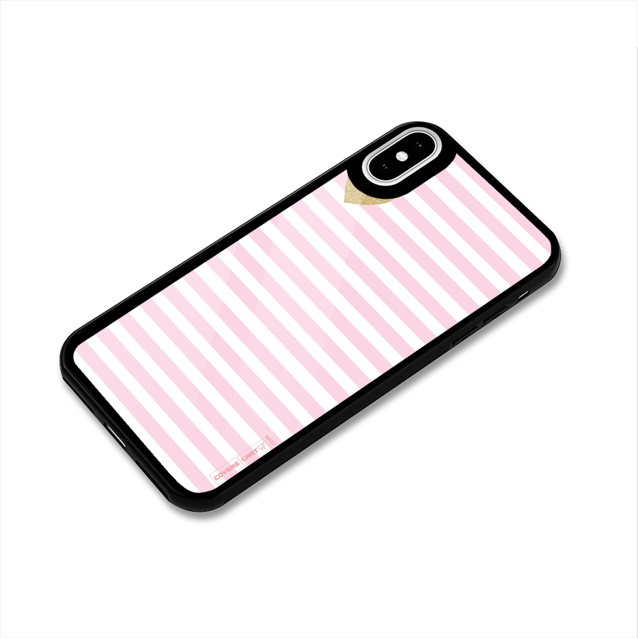 Pink Stripes Glass Back Case for iPhone XS