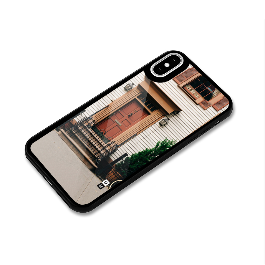 Pretty Orange Door Glass Back Case for iPhone XS