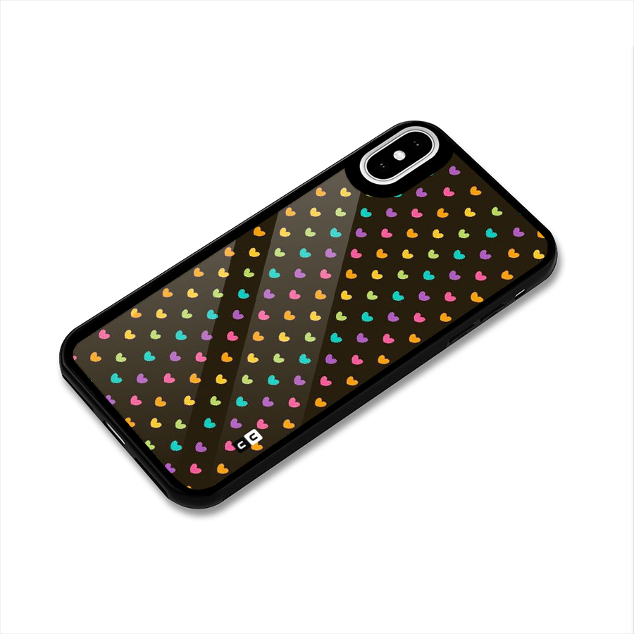 Rainbow Hearts Glass Back Case for iPhone XS