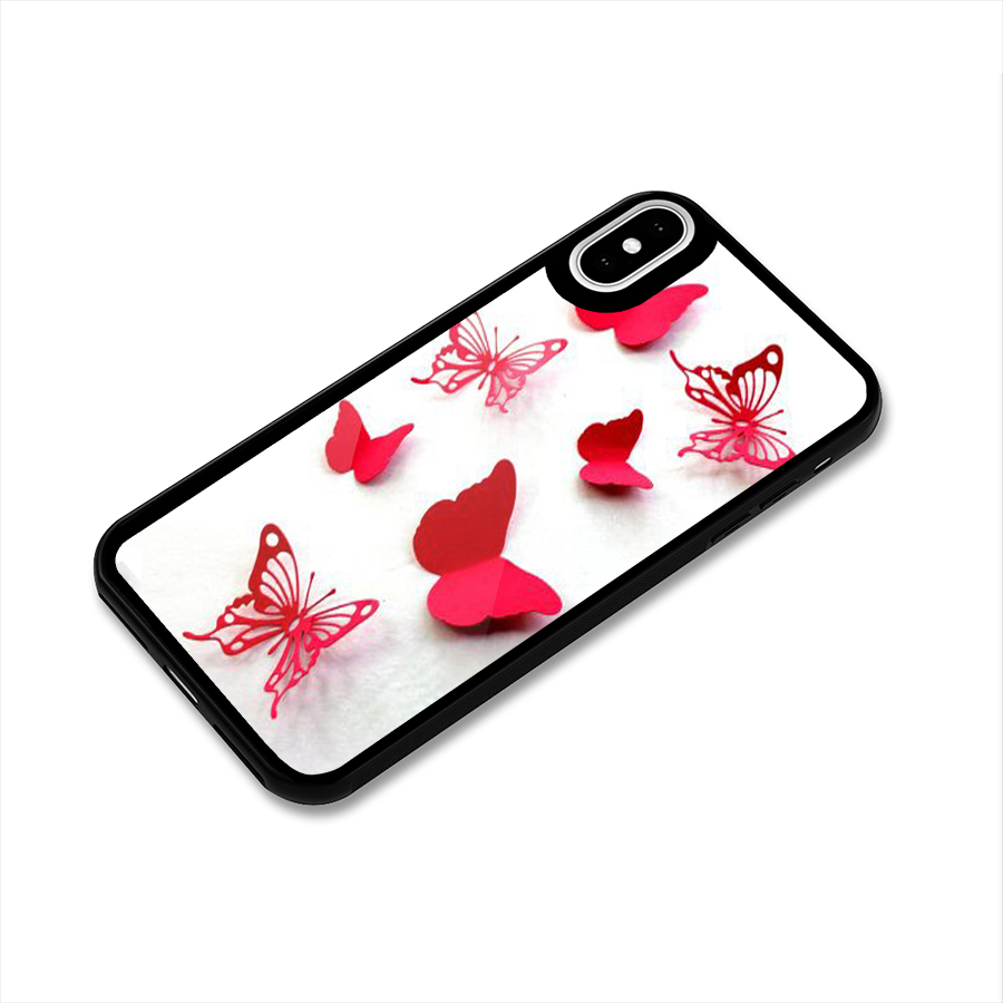 Red Butterflies Glass Back Case for iPhone XS