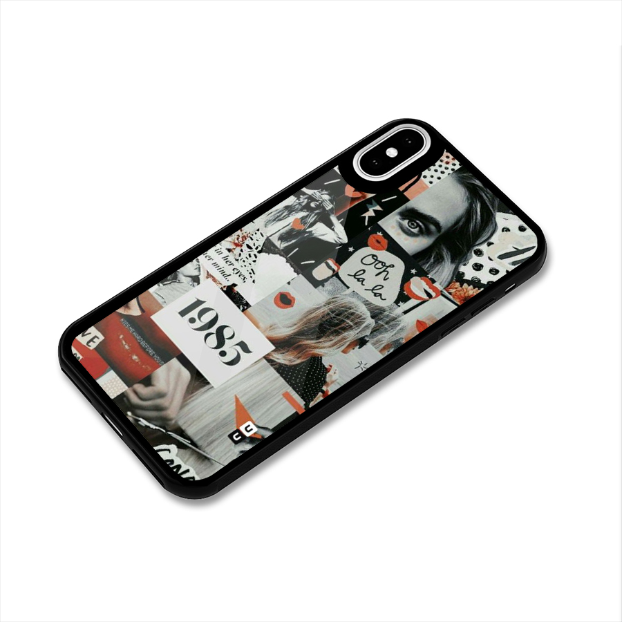 Retro Pattern Glass Back Case for iPhone XS