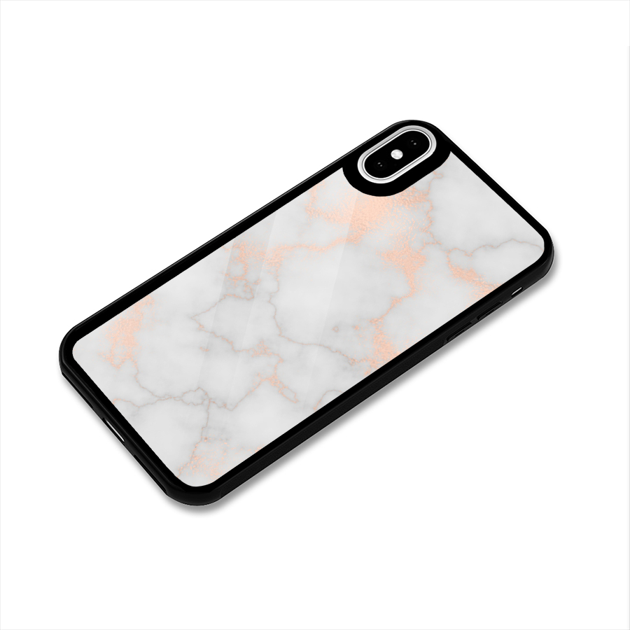 RoseGold Marble Glass Back Case for iPhone XS