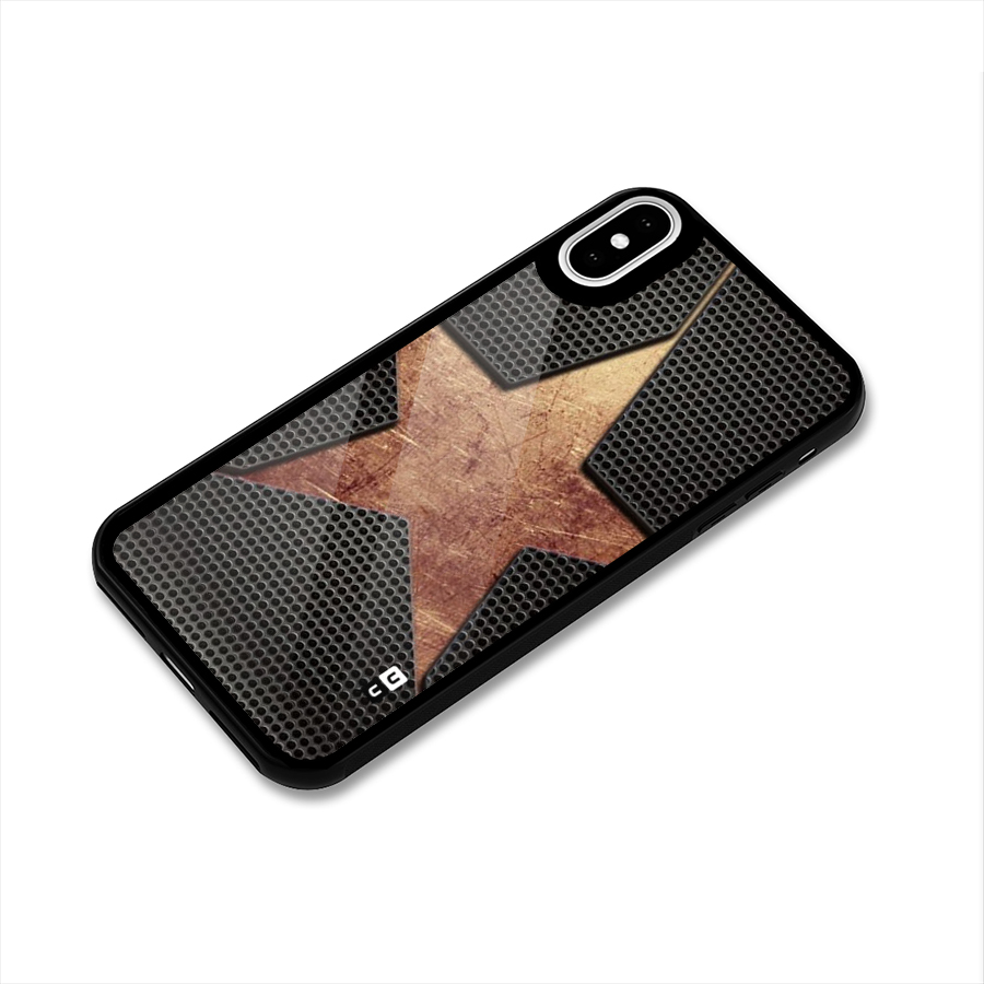 Rugged Gold Star Glass Back Case for iPhone XS