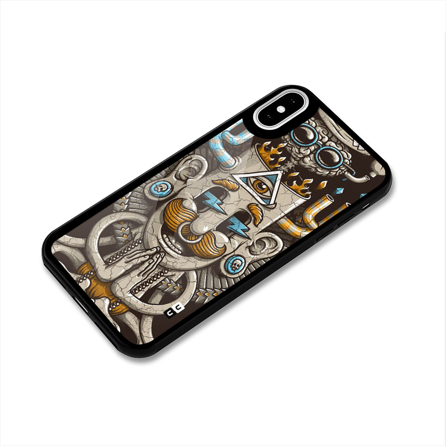 Sculpture Design Glass Back Case for iPhone XS