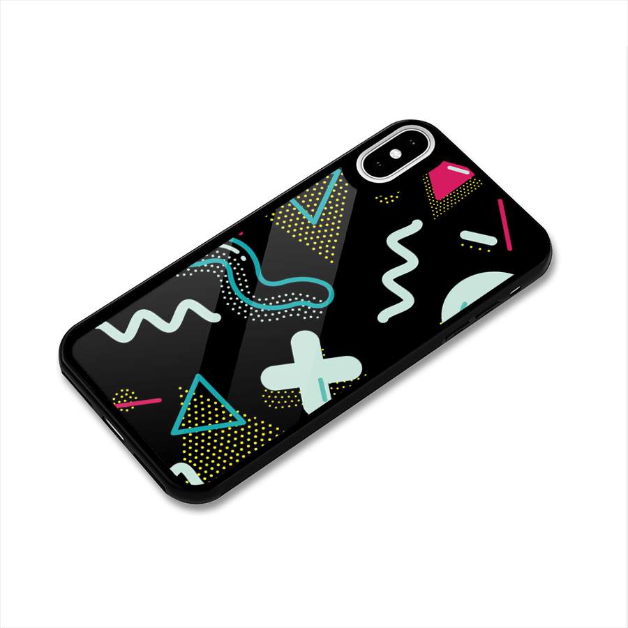 Shapes Pattern Glass Back Case for iPhone XS