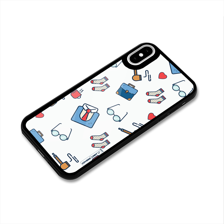 Shirt Spectacles Pattern Glass Back Case for iPhone XS